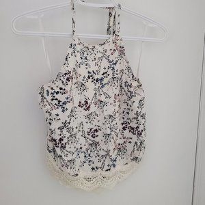 Floral cropped haltertop